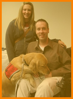 Two youth and a guide dog